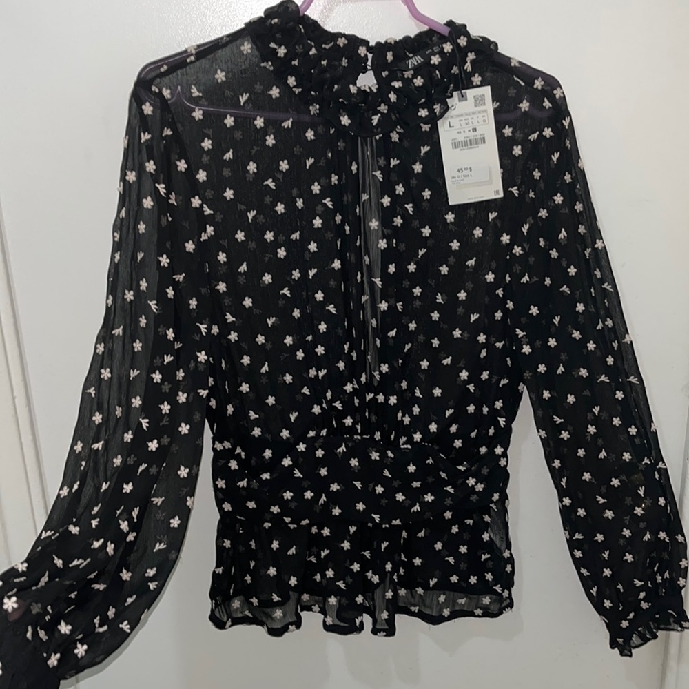 NWT Zara Embroidery Blouse